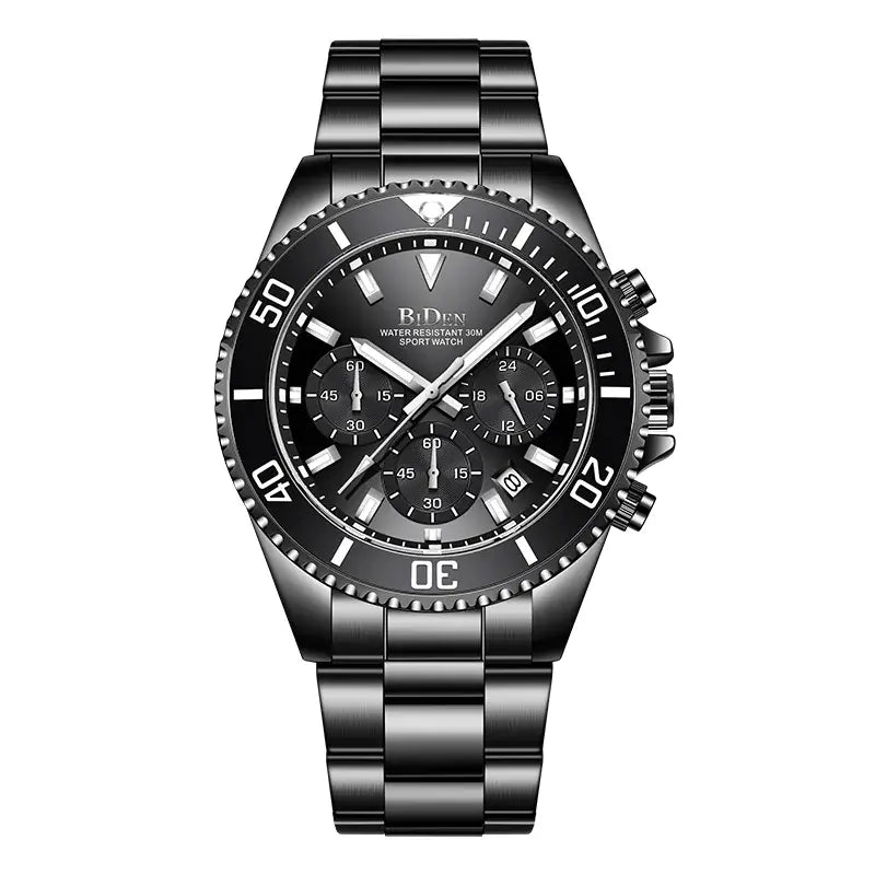 Men's Quartz Watch with Waterproof Steel Strap
