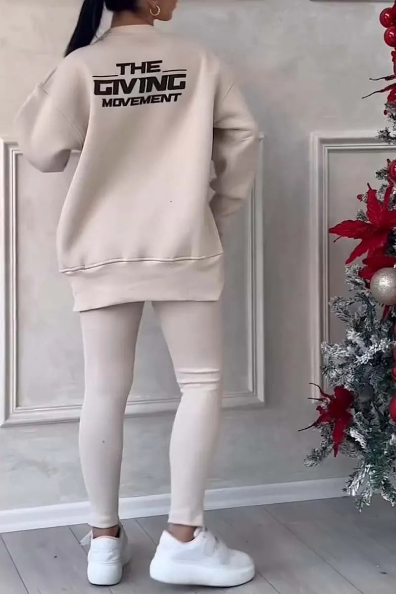 Long-Sleeved Printed Sweater & Leggings Suit