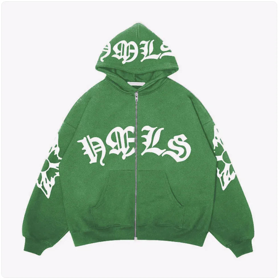 Japanese Style Gothic Letter Print Hoodie