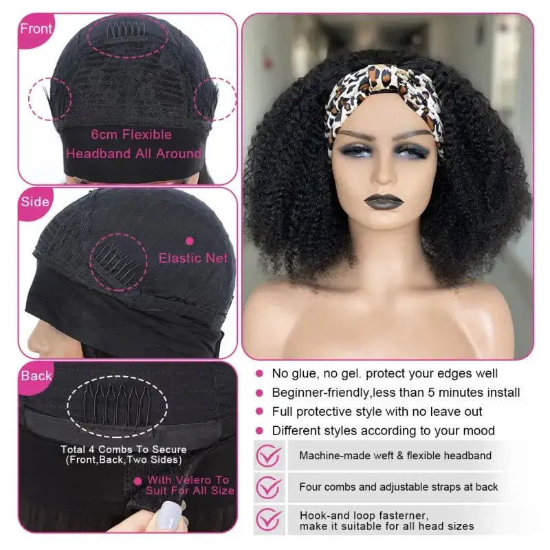 Black Women Non-Glue Human Hair Silky Curly Wig - FASHION FLOOD