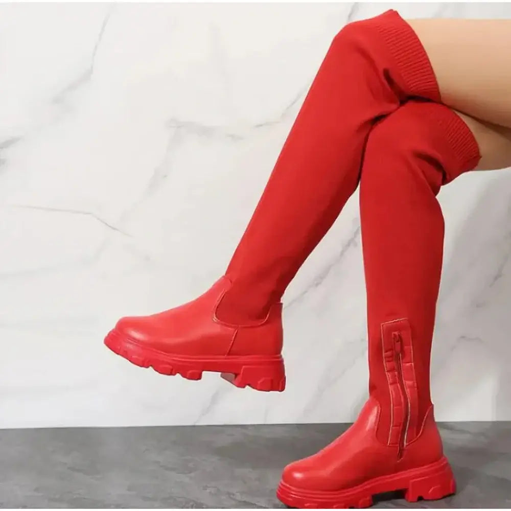 Cozy Knitted Platform Boots - FASHION FLOOD