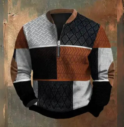 Digital Patchwork Print Sweater