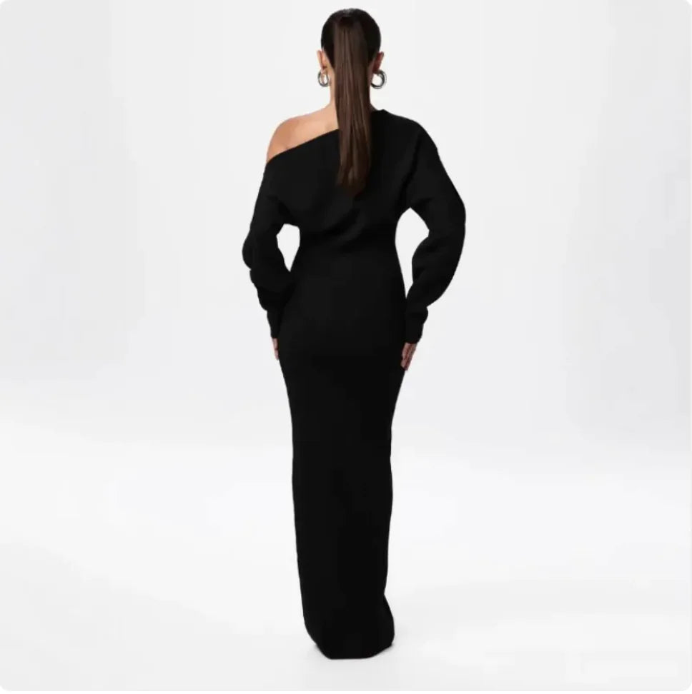Off-Shoulder Slim Fit Long Sleeve Dress
