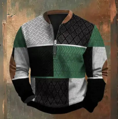 Digital Patchwork Print Sweater