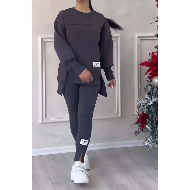 Long-Sleeved Printed Sweater & Leggings Suit