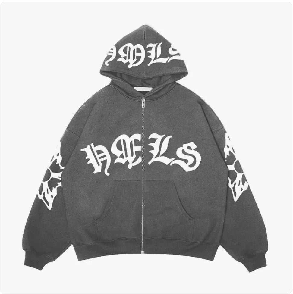 Japanese Style Gothic Letter Print Hoodie