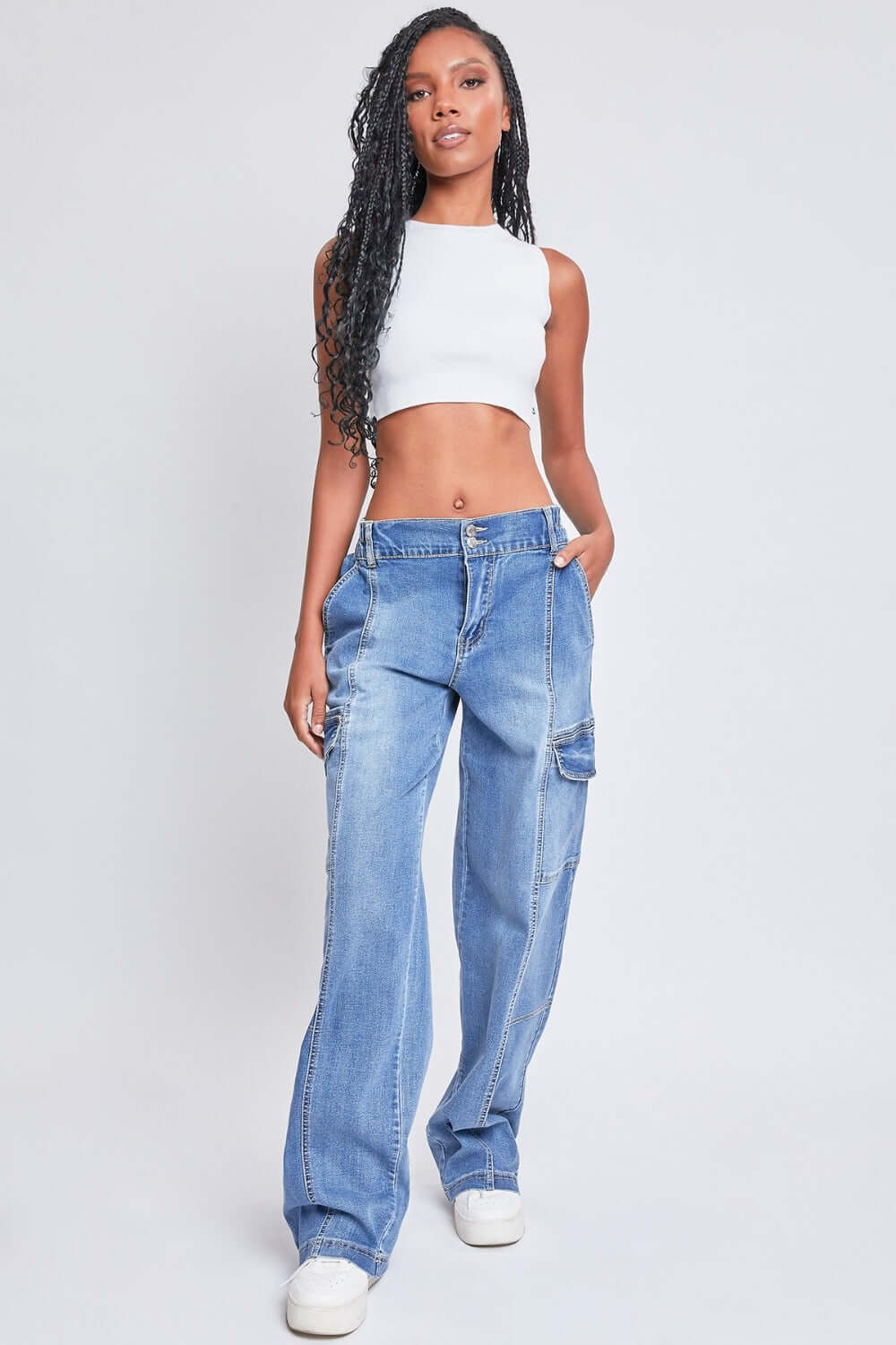 YMI Jeanswear High-Rise Straight Cargo Jeans - FASHION FLOOD