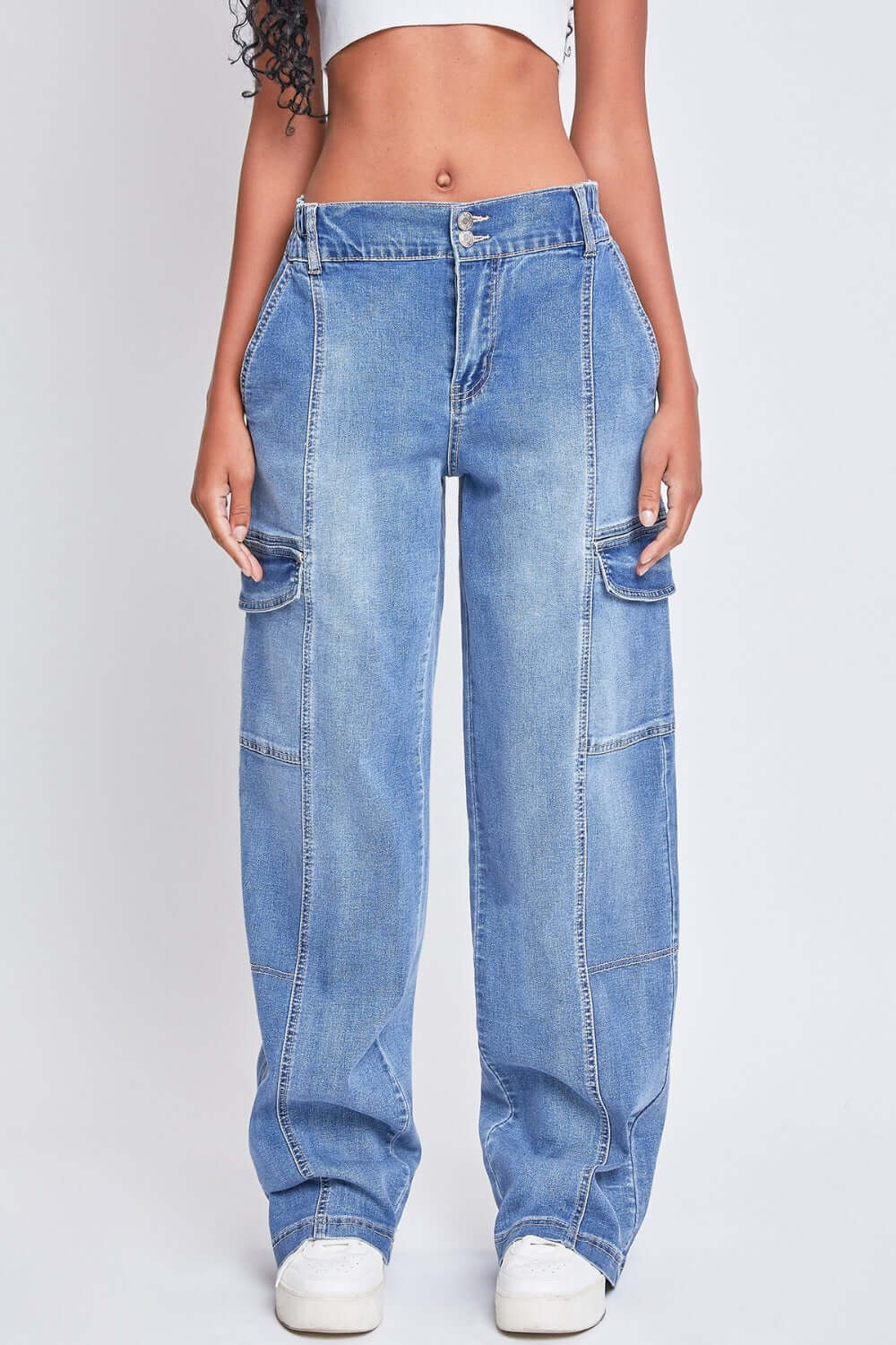 YMI Jeanswear High-Rise Straight Cargo Jeans - FASHION FLOOD