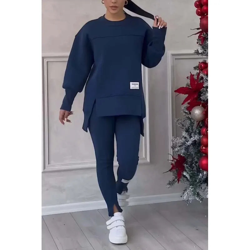 Long-Sleeved Printed Sweater & Leggings Suit
