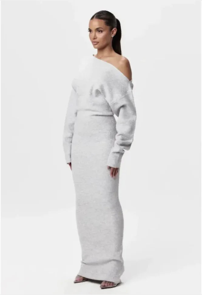 Off-Shoulder Slim Fit Long Sleeve Dress