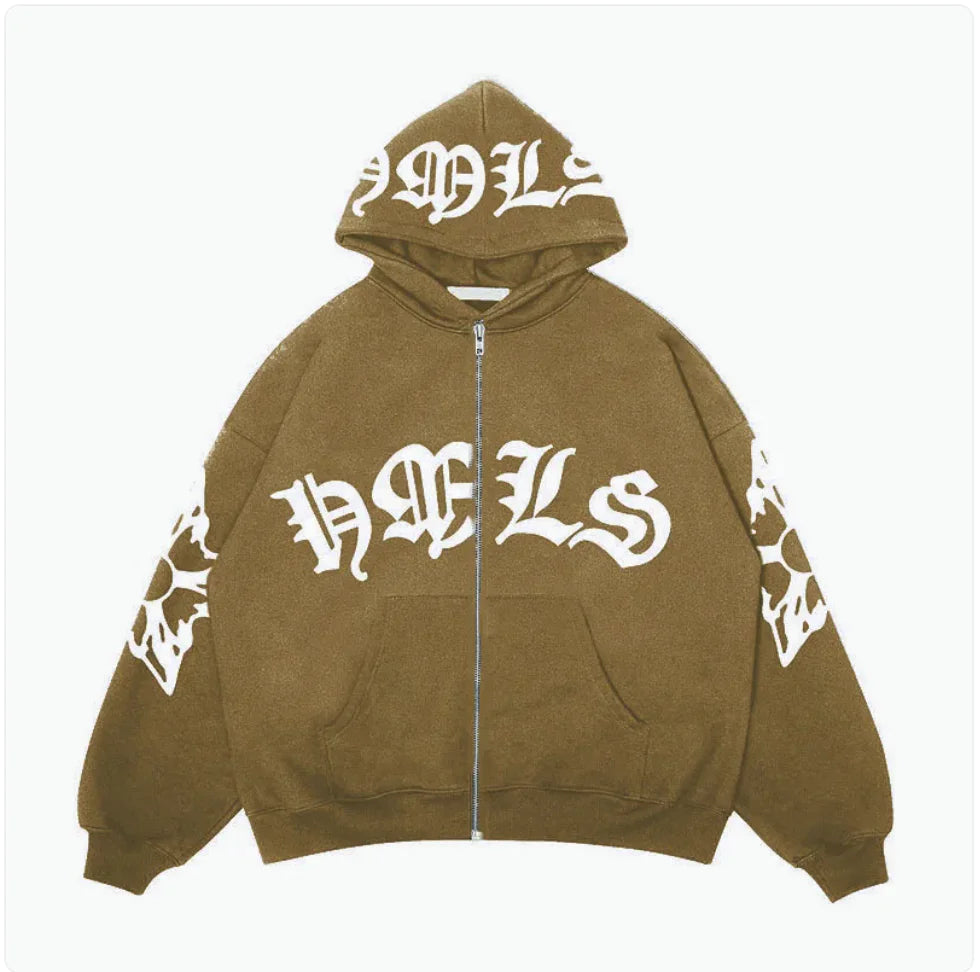 Japanese Style Gothic Letter Print Hoodie