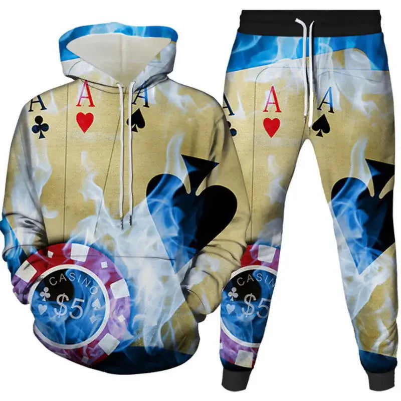 Two-Piece Digital Print Hoodie & Sweatpants