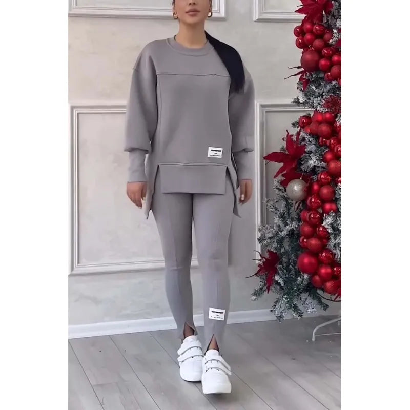 Long-Sleeved Printed Sweater & Leggings Suit