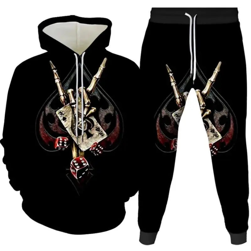 Two-Piece Digital Print Hoodie & Sweatpants