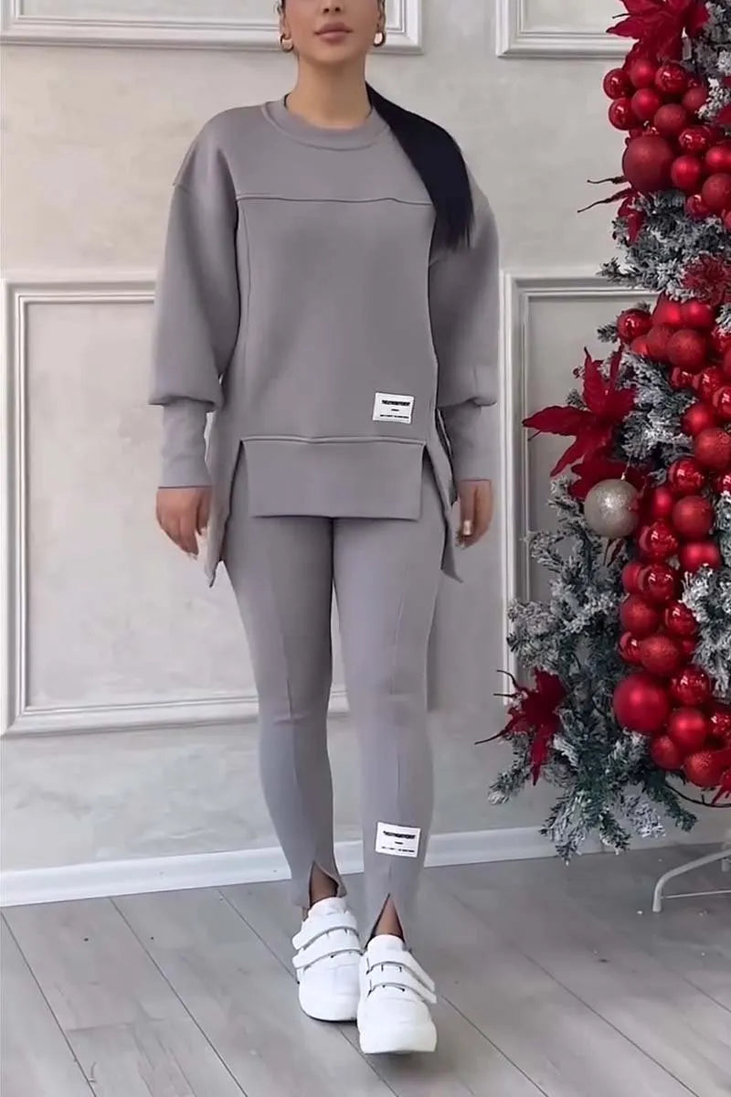 Long-Sleeved Printed Sweater & Leggings Suit