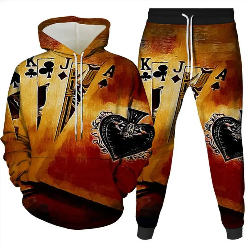 Two-Piece Digital Print Hoodie & Sweatpants