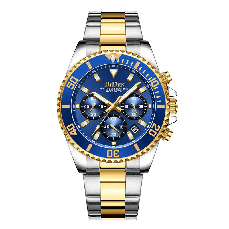 Men's Quartz Watch with Waterproof Steel Strap