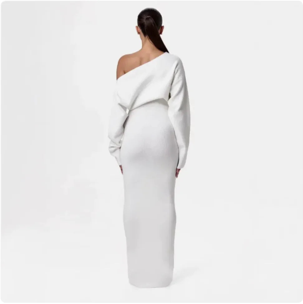 Off-Shoulder Slim Fit Long Sleeve Dress