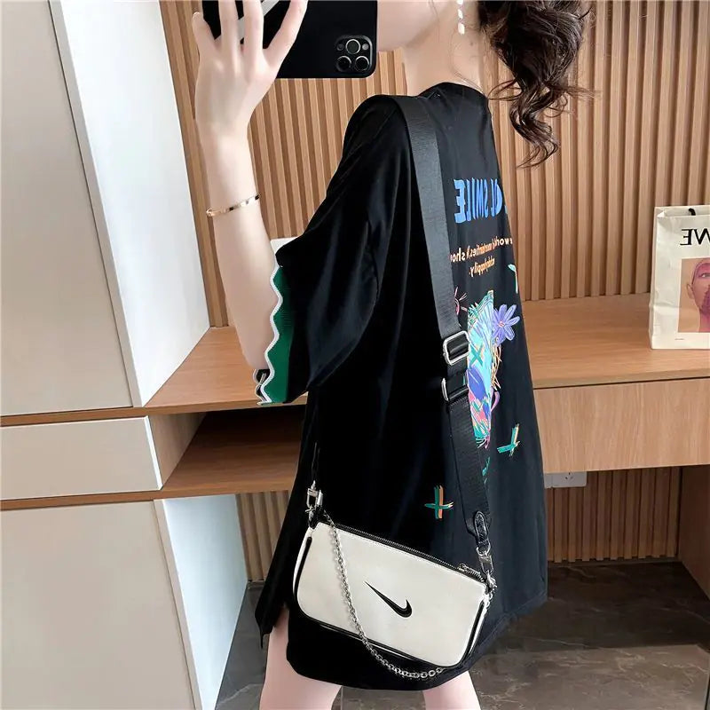 Patchwork Print Oversized Casual T-Shirt