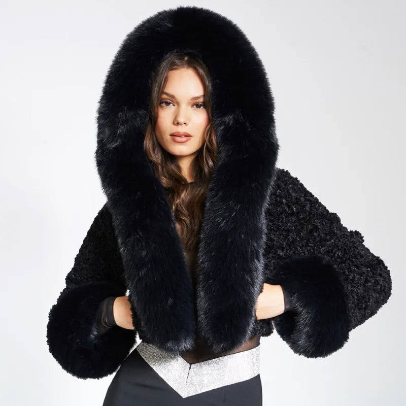 Fall/Winter Hooded Fur Collar Coat