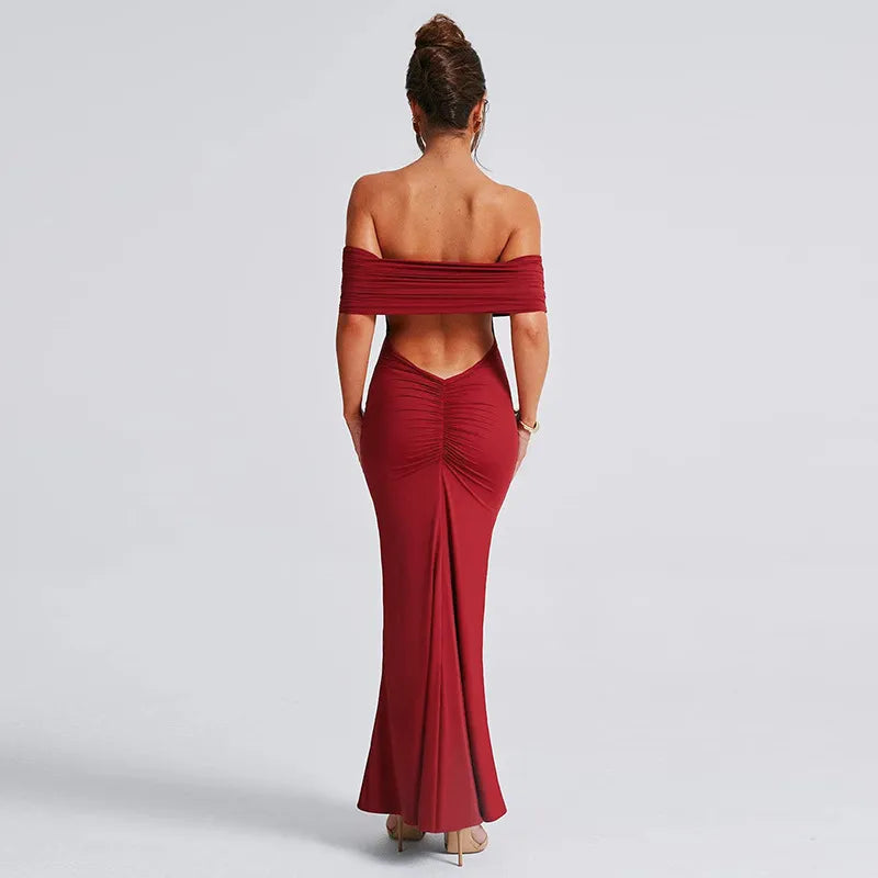 Socialite Style Elegant Sexy Backless Off-shoulder Dress