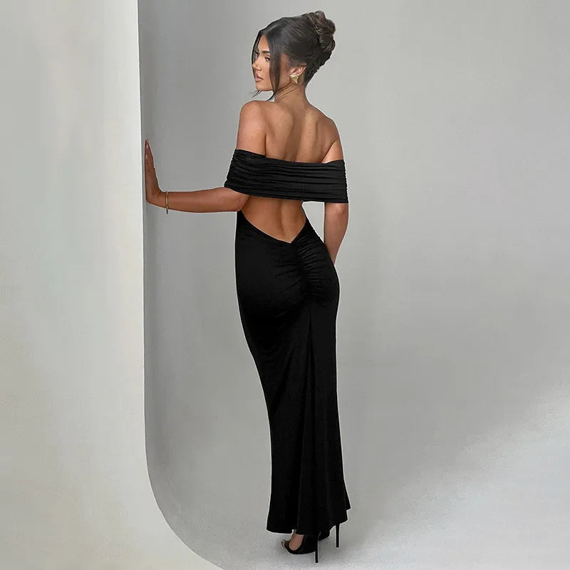 Socialite Style Elegant Sexy Backless Off-shoulder Dress