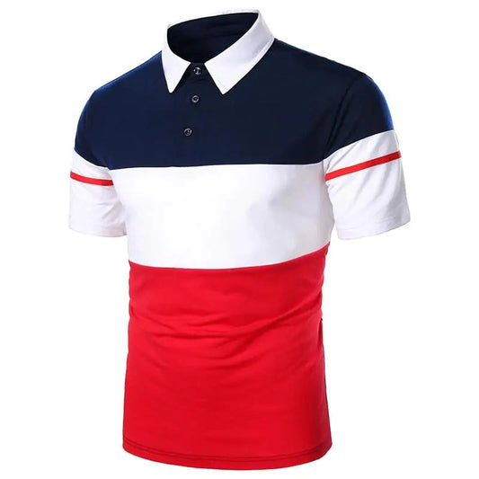 Contrast Color Short Sleeve Polo Shirt - FASHION FLOOD