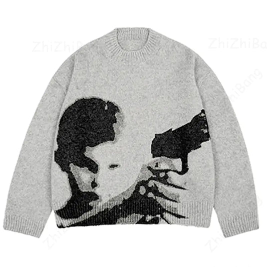 Japanese Punk Print Sweater - FASHION FLOOD