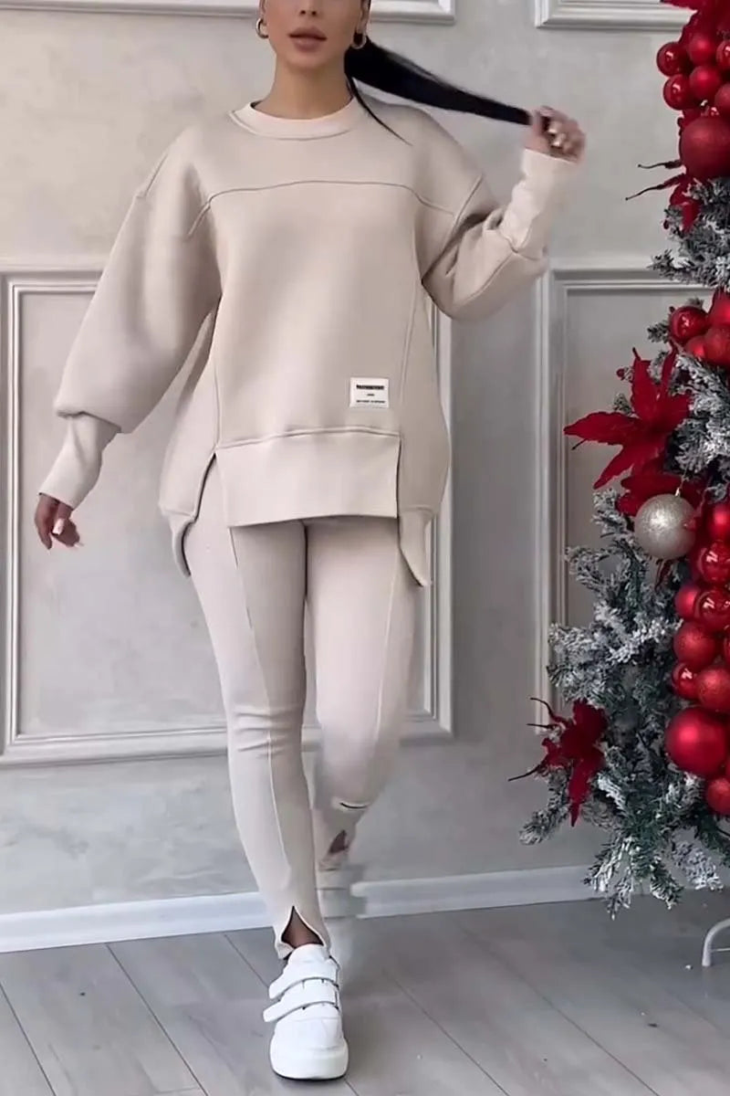 Long-Sleeved Printed Sweater & Leggings Suit