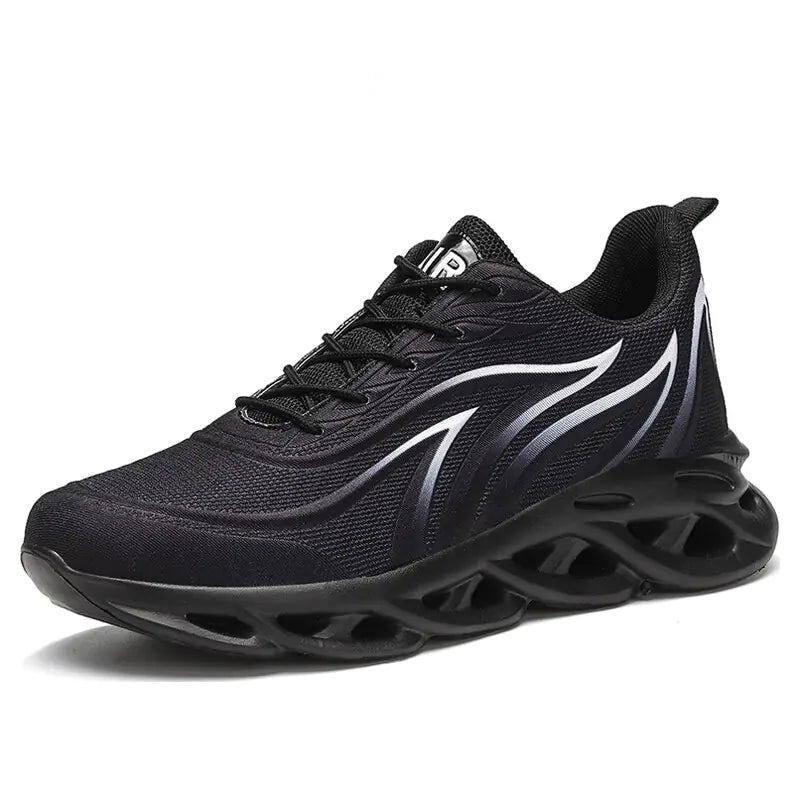 Flame Printed Sneakers - Flying Weave Sports Shoes
