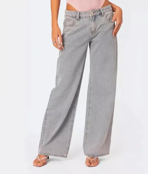 Loose Retro Bow Printed Jeans