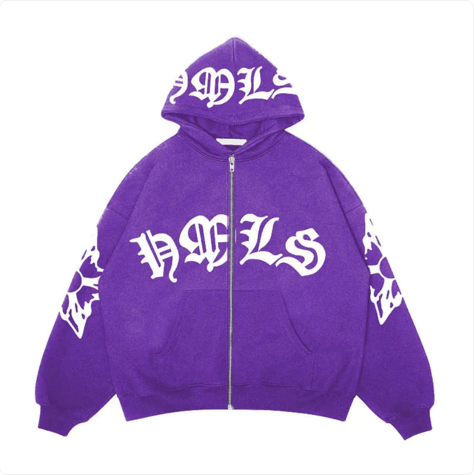 Japanese Style Gothic Letter Print Hoodie