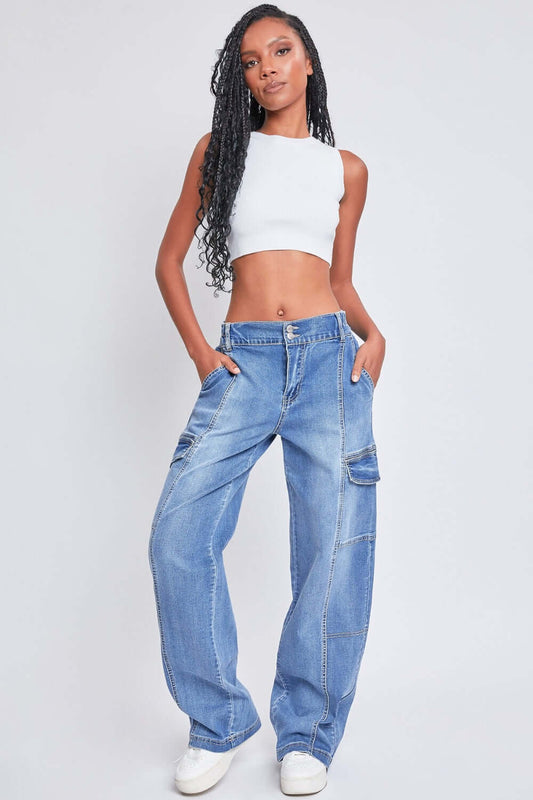 YMI Jeanswear High-Rise Straight Cargo Jeans - FASHION FLOOD