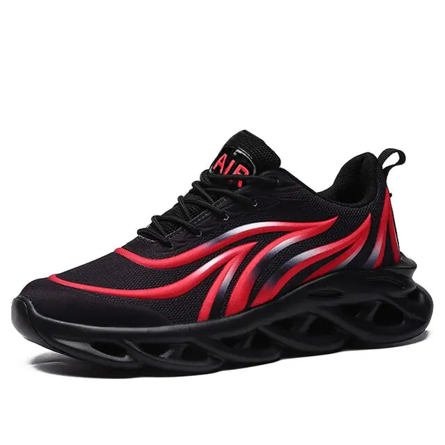Flame Printed Sneakers - Flying Weave Sports Shoes