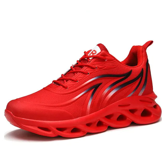 Flame Printed Sneakers - Flying Weave Sports Shoes