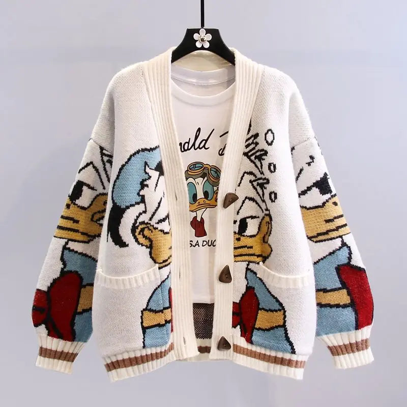 Women’s Autumn/Winter Donald Duck Cartoon Sweater Coat