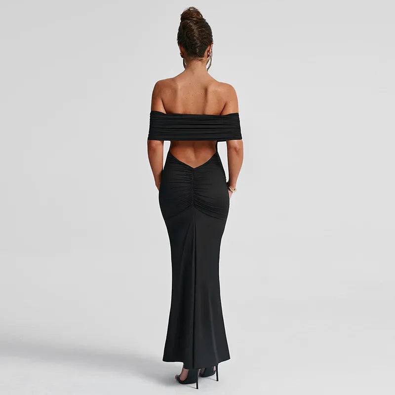 Socialite Style Elegant Sexy Backless Off-shoulder Dress