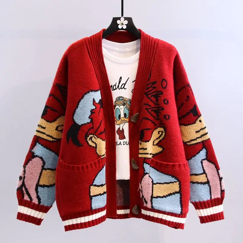 Women’s Autumn/Winter Donald Duck Cartoon Sweater Coat