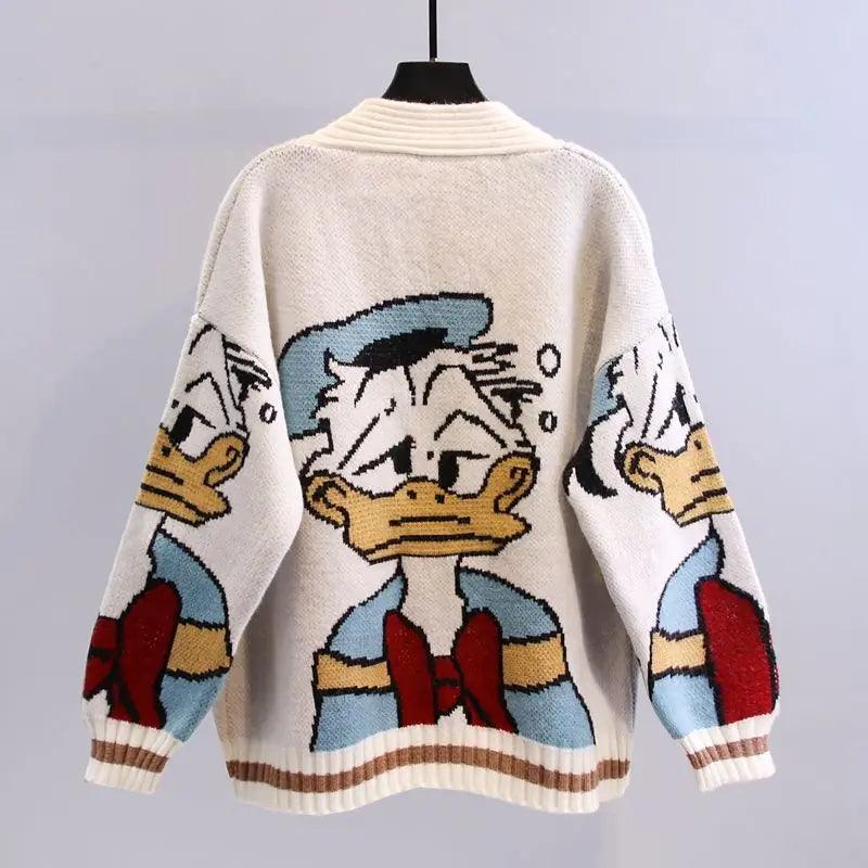 Women’s Autumn/Winter Donald Duck Cartoon Sweater Coat