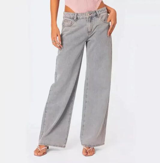 Loose Retro Bow Printed Jeans
